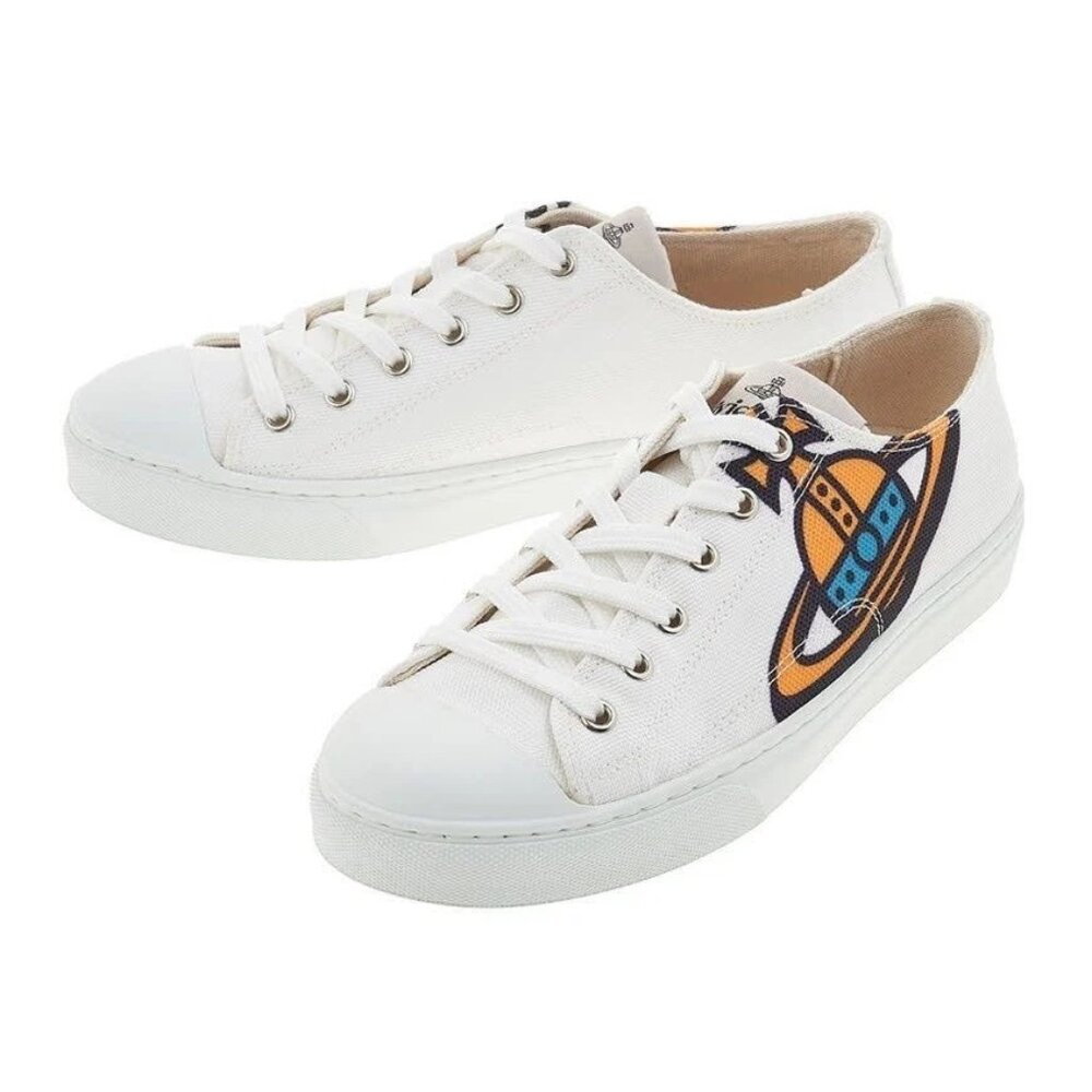Vivienne Westwood Flimsoll Low Top Sneakers White Orb Womens Size 8 NIB